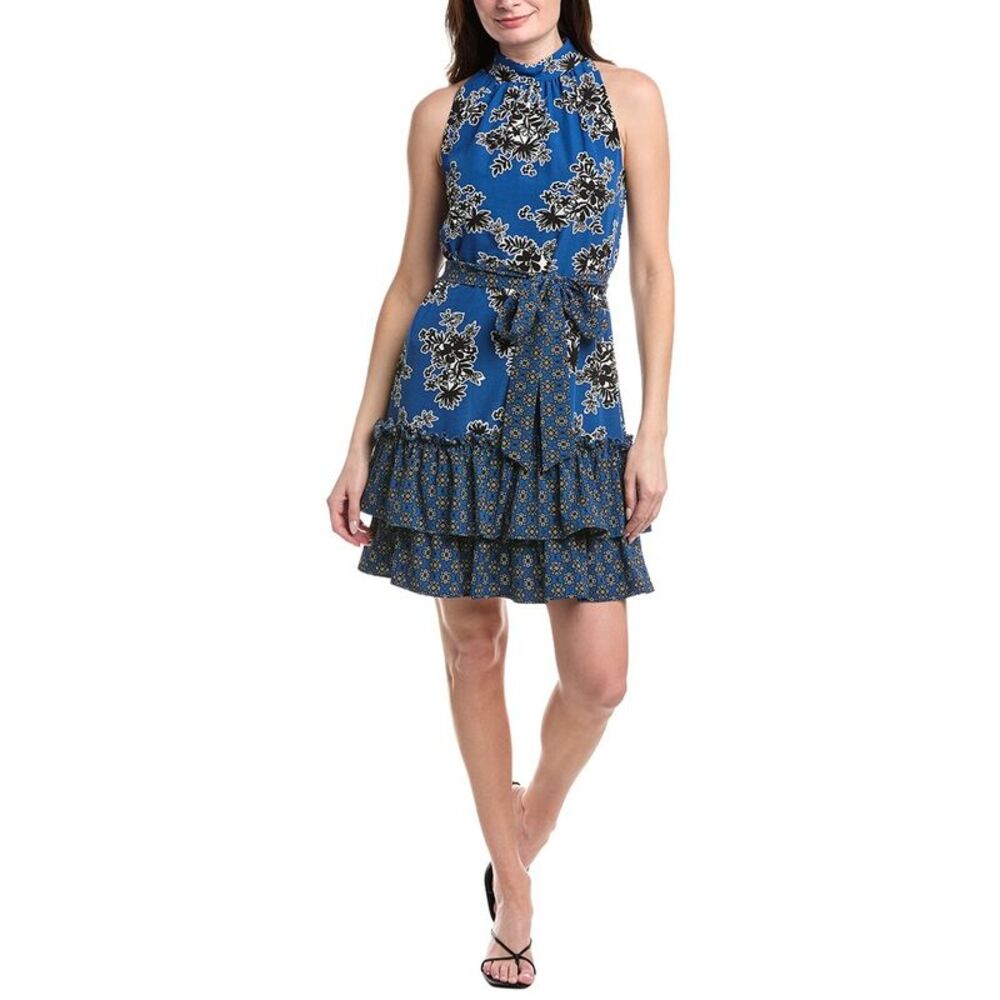 Sam Edelman Womens  Bandana Tier Mini Dress, Blue